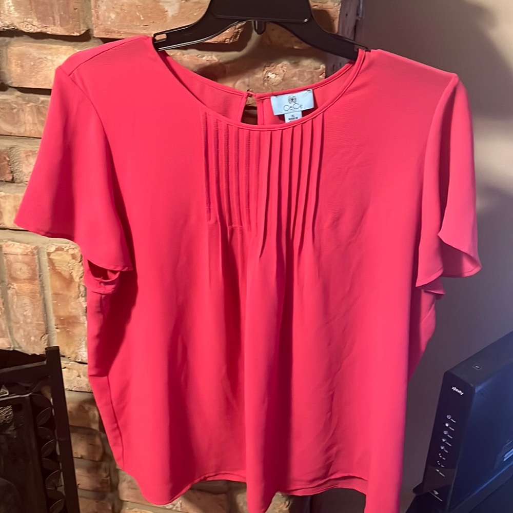 Cece pin-tuck crepe blouse